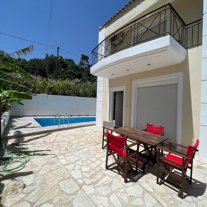 Helen's House exterior with private pool in Ratzakli, Kefalonia
